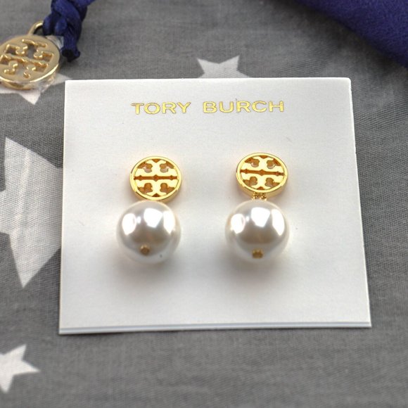 Tory Burch Miller Pearl Drop Earrings in Gold (Brand New with Dust Bag) - Picture 2 of 6
